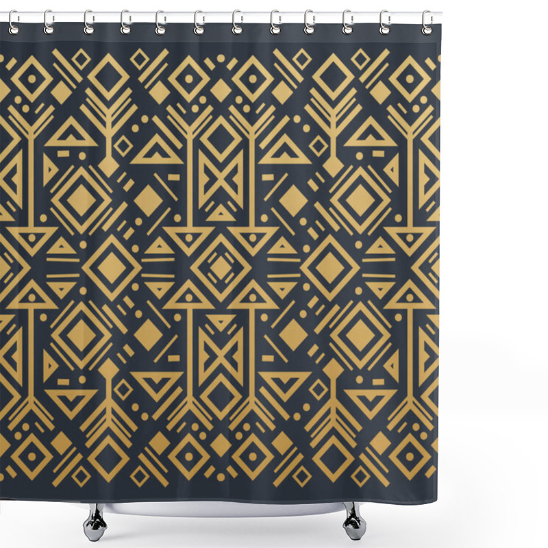 Personality  Navajo Gold Elements Seamless Patterns And Abstract Aztec Elements Shower Curtains