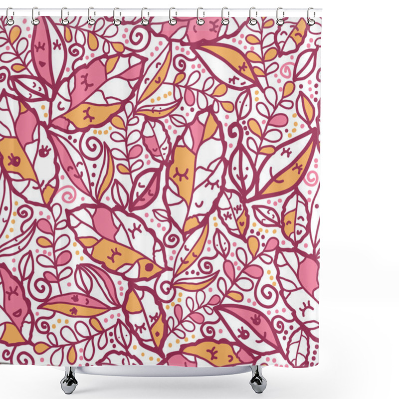 Personality  Cartoon Autumn Leaves Seamless Pattern Background Shower Curtains