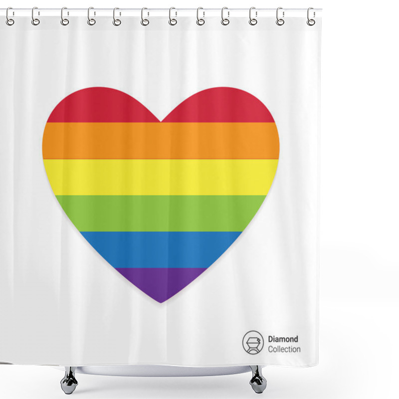 Personality  Rainbow Heart Icon Shower Curtains