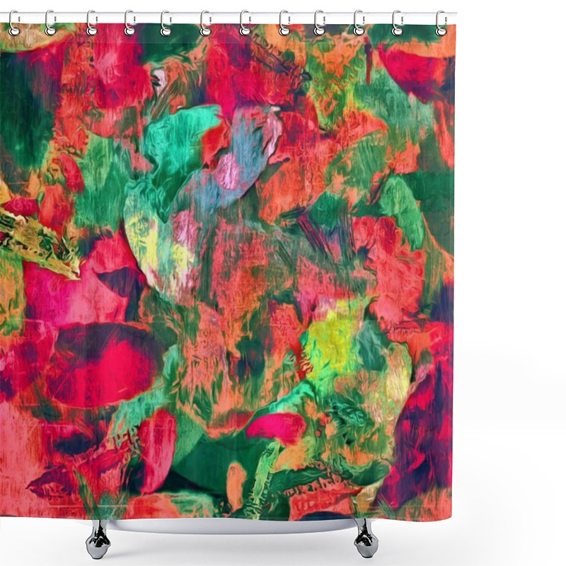 Personality  Abstract Psychedelic Fractal Background From Blurry Textures Of Brush Strokes Of Paint And Stains Watercolor Stylization. Shower Curtains