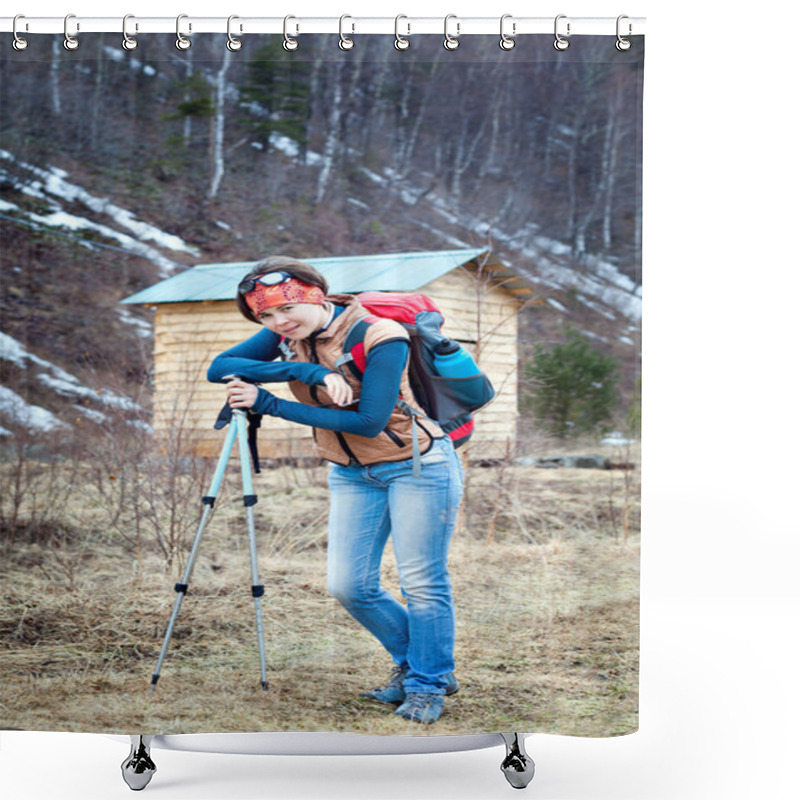 Personality  Sport Hiking In Mountains, Walking And Backpacking Shower Curtains