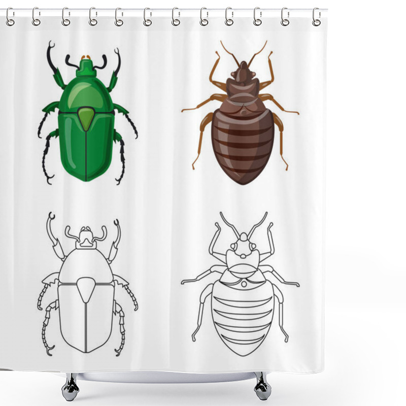 Personality  Isolated Object Of Insect And Fly Symbol. Set Of Insect And Element Stock Vector Illustration. Shower Curtains