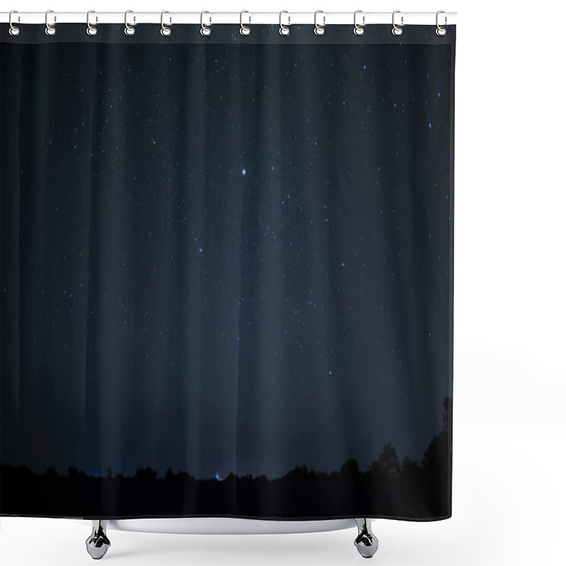 Personality  Blue Starry Sky With Leaves From Trees. Shower Curtains