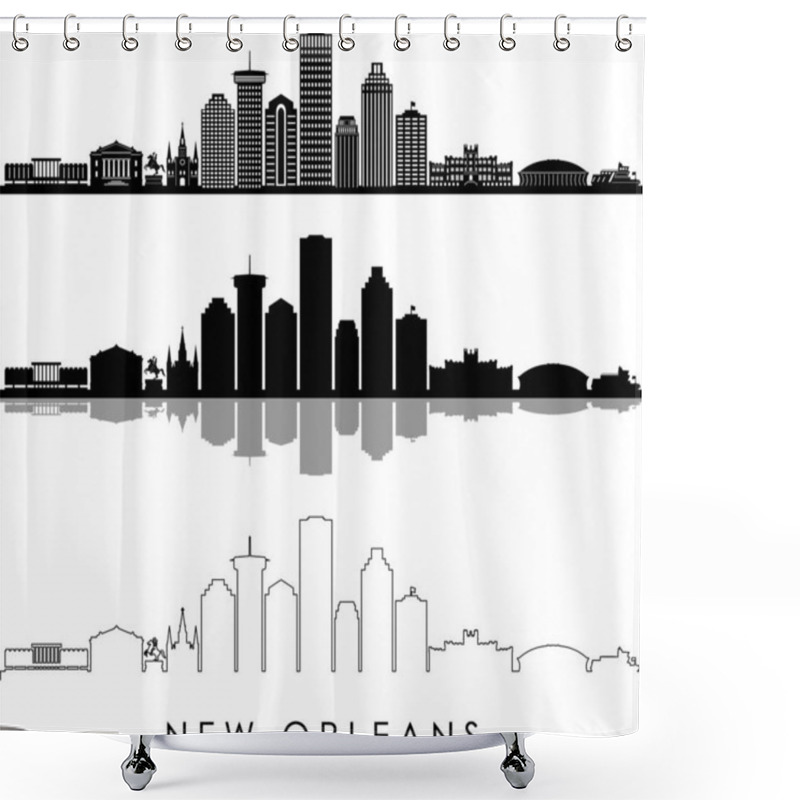 Personality  NEW ORLEANS LOUISIANA City Skyline Silhouette Cityscape Vector Shower Curtains