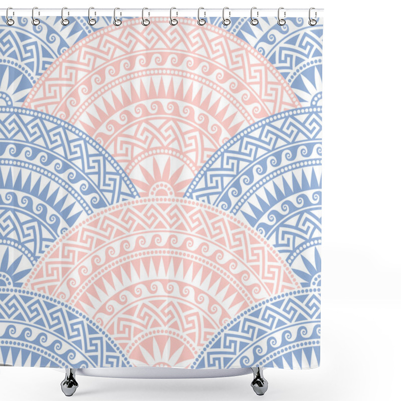 Personality  Vector Seamless Greek Round Ornament, Meander Shower Curtains