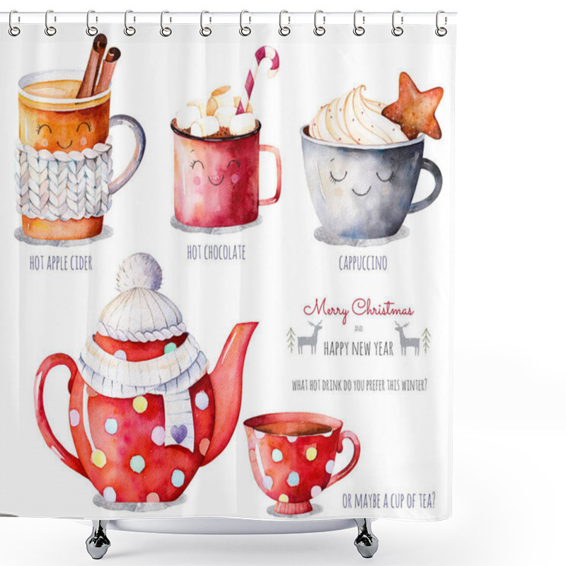 Personality  Merry Christmas And Happy New Year Set Shower Curtains