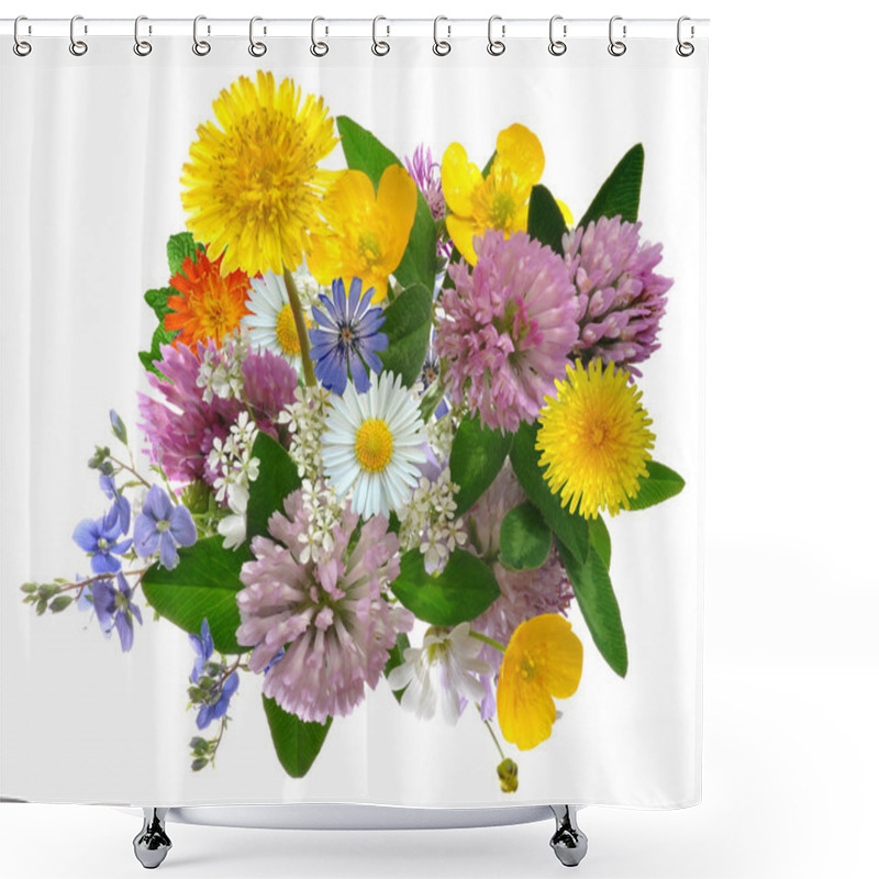 Personality  Meadow Flowers Isolated Shower Curtains