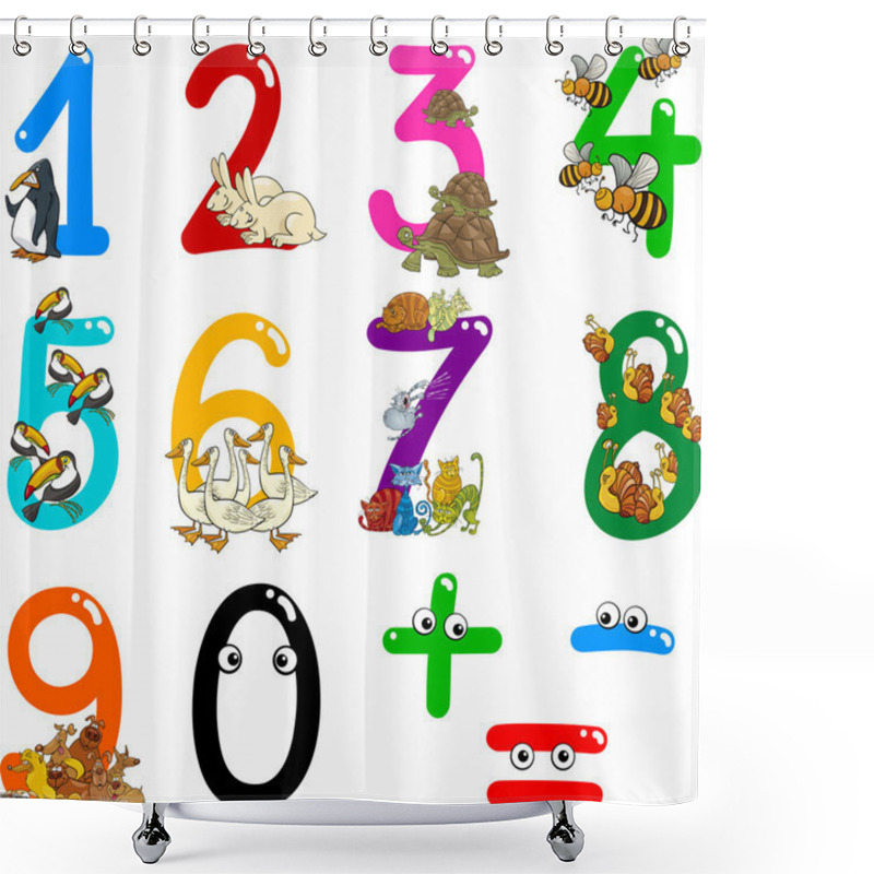 Personality  Numbers With Cartoon Animals Shower Curtains