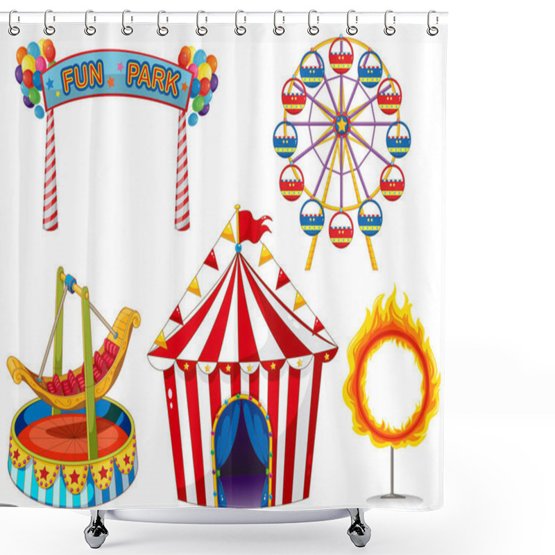 Personality  Circus Set With Rides And Tent Shower Curtains