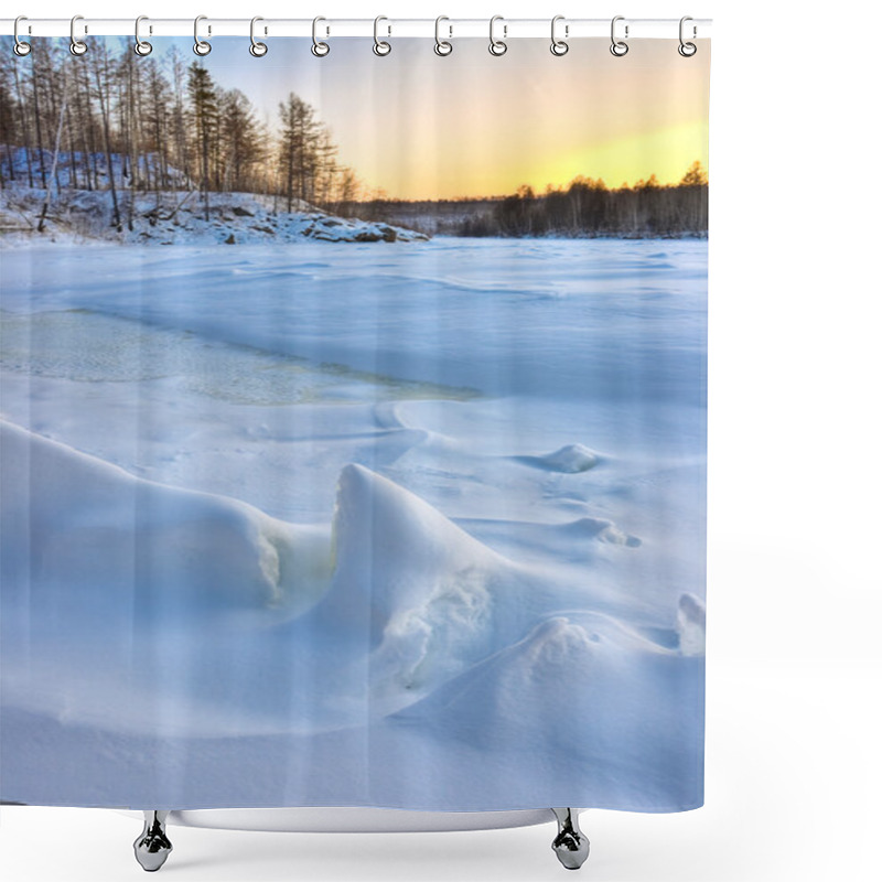 Personality  Winter Frozen River Shower Curtains