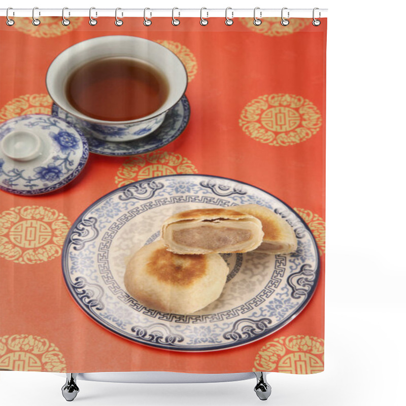 Personality  Mooncakes And Cup Of Tea Shower Curtains