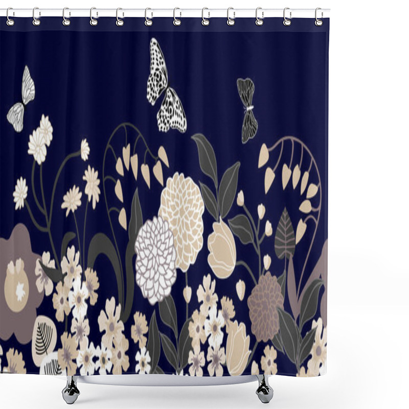 Personality  Seamless Vector Border With Japanese Motifs. Shower Curtains