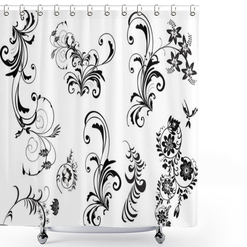 Personality  Black Plants Culrs Collection Shower Curtains