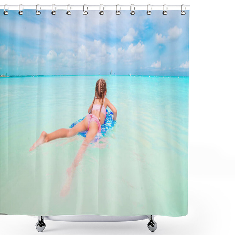 Personality  Little Girl Relaxing On Inflatable Air Mattress In The Sea Shower Curtains