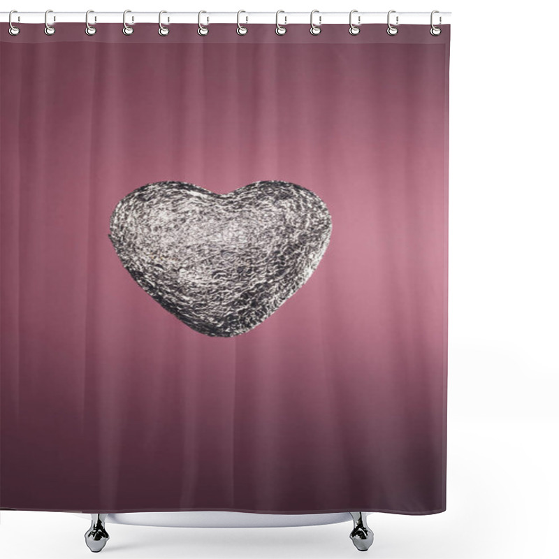 Personality  Heart Shaped Candy In Silver Wrapper Isolated On Pink Shower Curtains