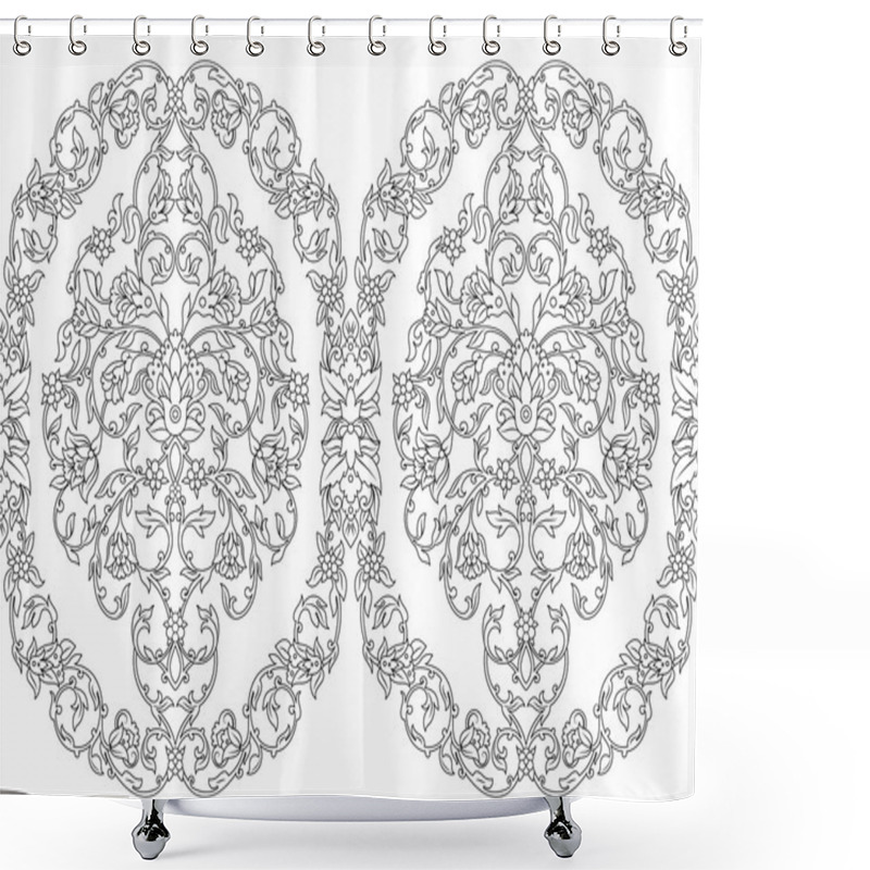 Personality  Vector Intricate Seamless Border In Eastern Style On White Background. Ornate Element For Design.Monochrome Line Art Ornamental Pattern , Can Be Used As Wedding Invitations And Greeting Cards Shower Curtains