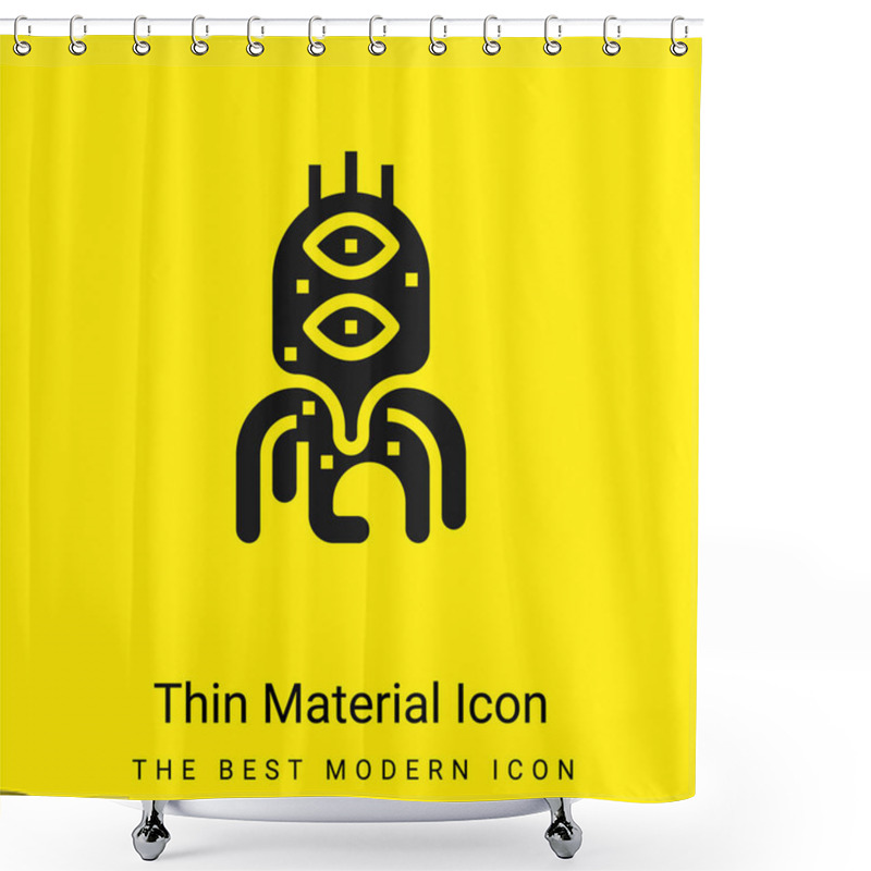 Personality  Alien Minimal Bright Yellow Material Icon Shower Curtains