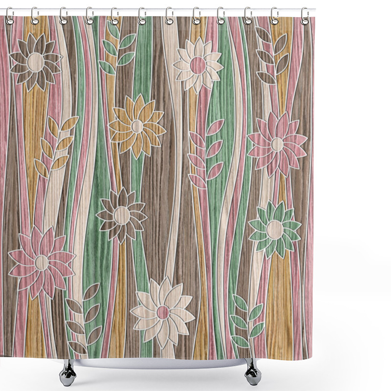 Personality  Romantic Decorative Pattern - Waves Decoration - Wood Texture Shower Curtains