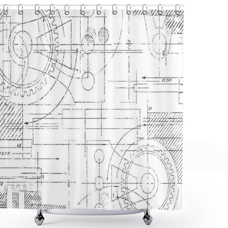 Personality  Technical Drawing Shower Curtains