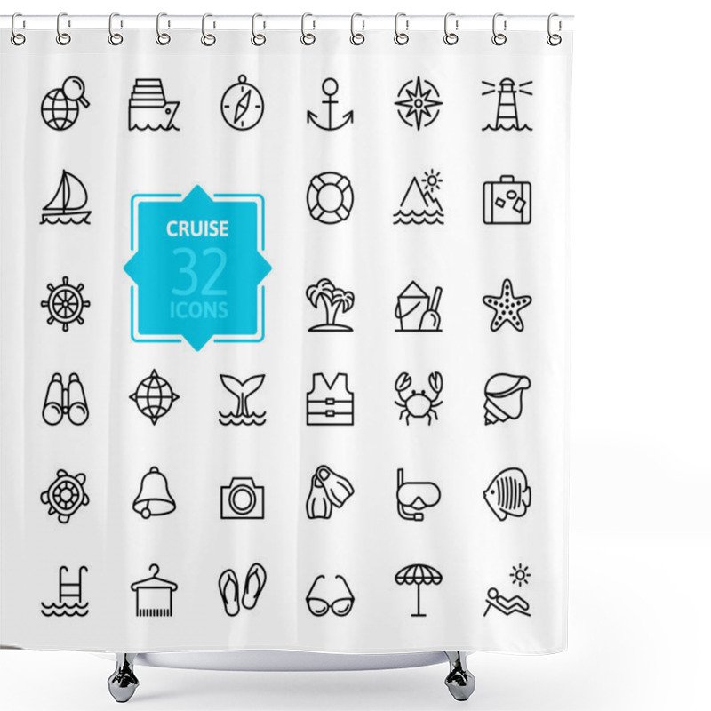 Personality  Outline Web Icon Set - Journey, Vacation, Cruise Shower Curtains