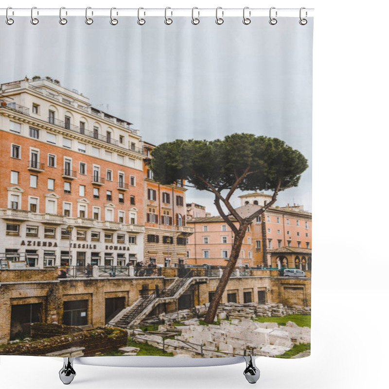 Personality  ROME, ITALY - 10 MARCH 2018: Ancient European Buildings On Side Of Roman Forum Shower Curtains