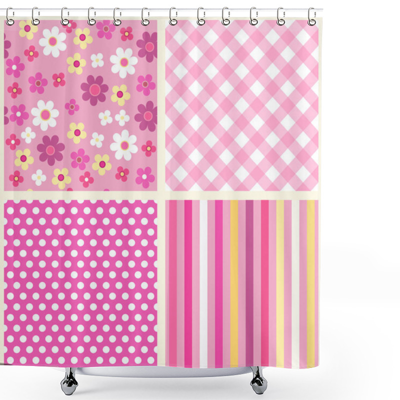 Personality  Set Of Four Retro Seamless Patterns Shower Curtains