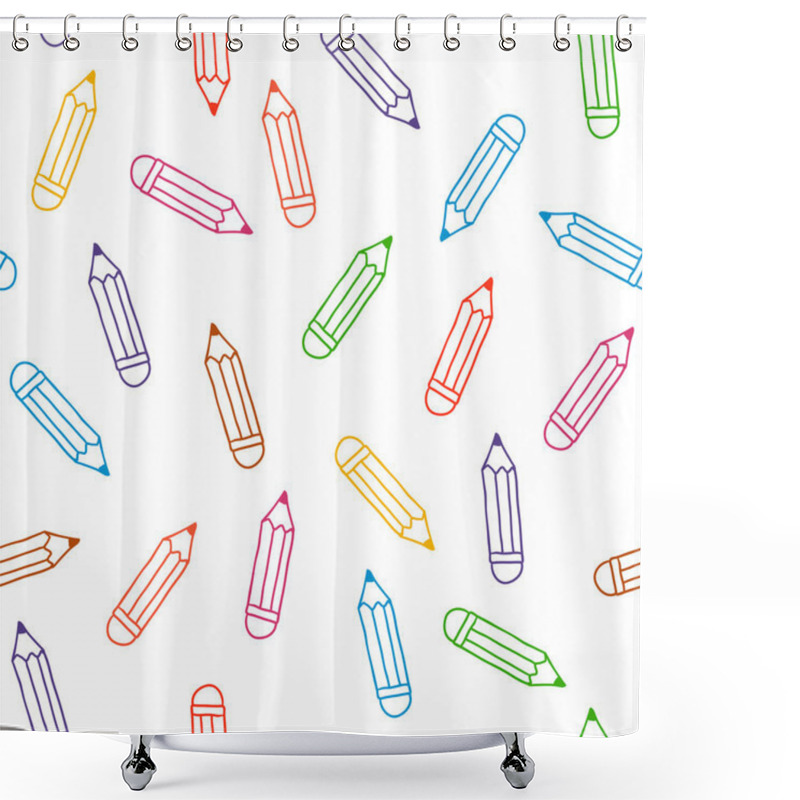 Personality  Background With Pencils. Vector Seamless Pattern. Shower Curtains