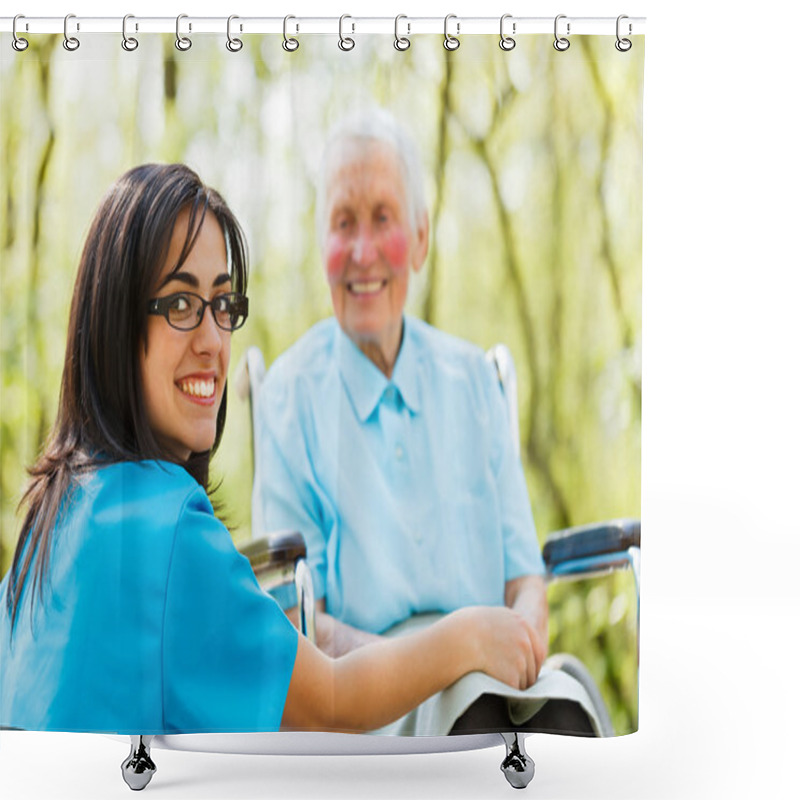 Personality  Kindly Smiling Nurse Shower Curtains