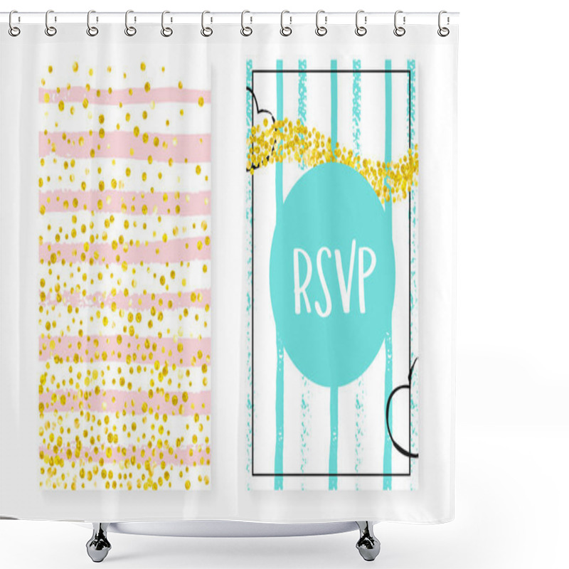 Personality  Wedding Card Invitation With Dots And Sequins. Bridal Shower Set Shower Curtains