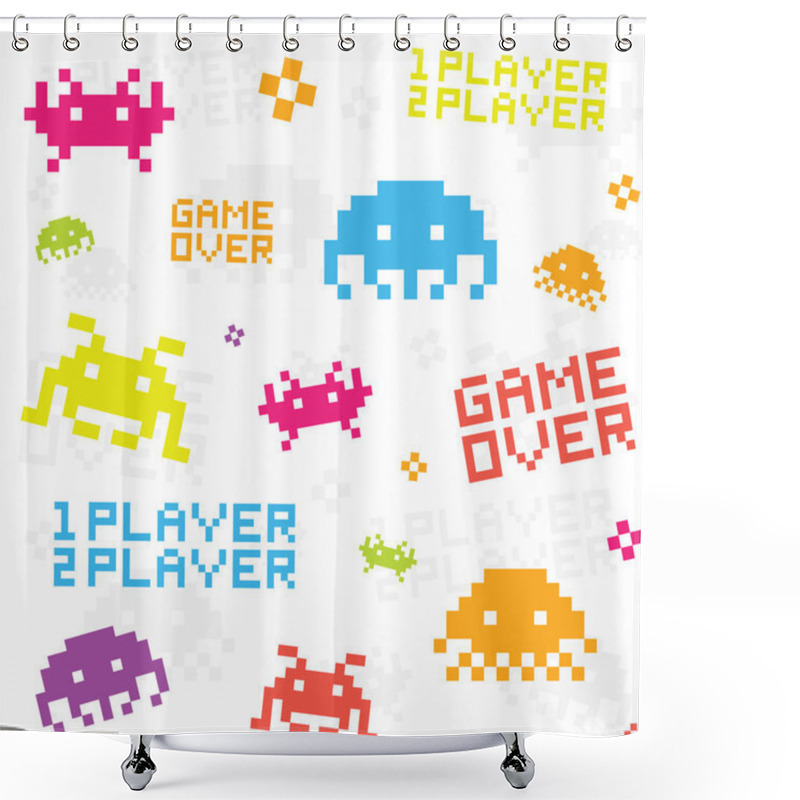 Personality  White Space Invaders Pattern Shower Curtains