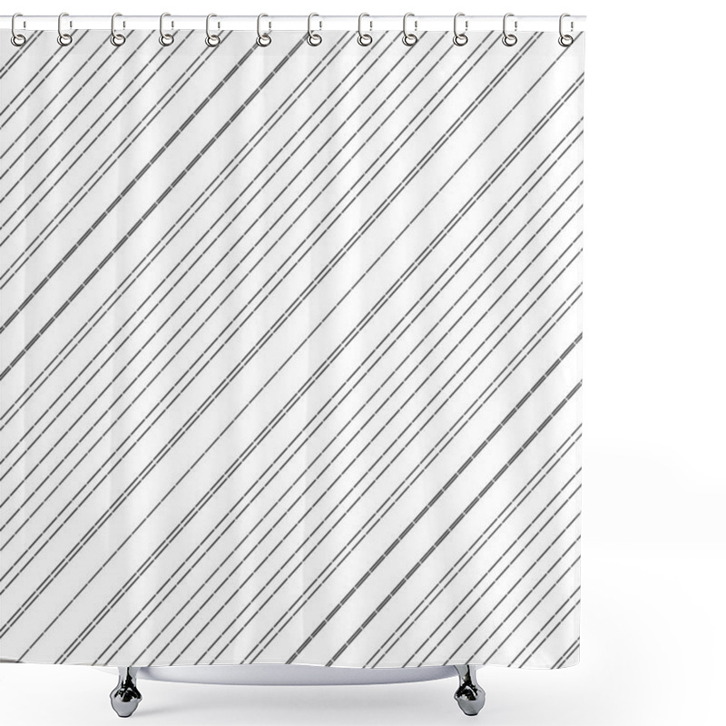 Personality  Diagonal Thin Dashed Black Lines Abstract On White Background. Seamless Surface Pattern With Linear Ornament. Angled Broken Strokes Motif. Slanted Pinstripes. Striped Digital Paper For Print. Dashes. Shower Curtains