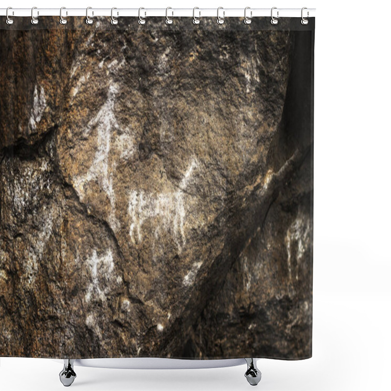 Personality  Rupestrian Rock Art In Sumbay Cave From Paleolithic Era, Southern Peru Shower Curtains