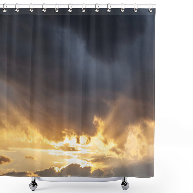 Personality  Colorful Sunset Or Sunrise In The Sky. The Sun's Rays Are Visible Through The Clouds. The Sky And Clouds Are Painted In Different Delicate Colors. Beautiful Background. Shower Curtains