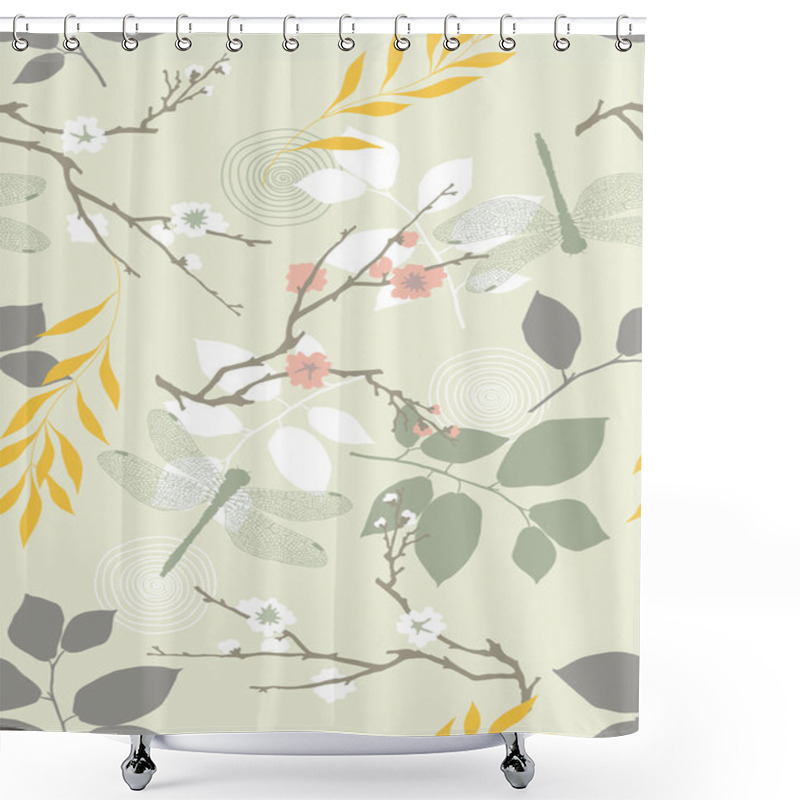 Personality  Seamless Pattern With Flowers And Leaves Shower Curtains