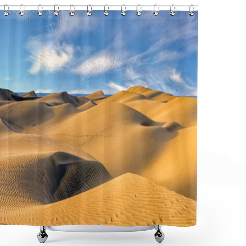 Personality  Famous Natural Park Maspalomas Dunes In Gran Canaria At Sunrise, Shower Curtains