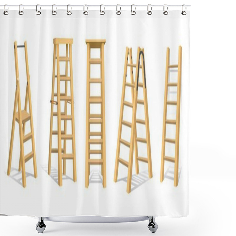 Personality  Wooden Stairs Set Shower Curtains