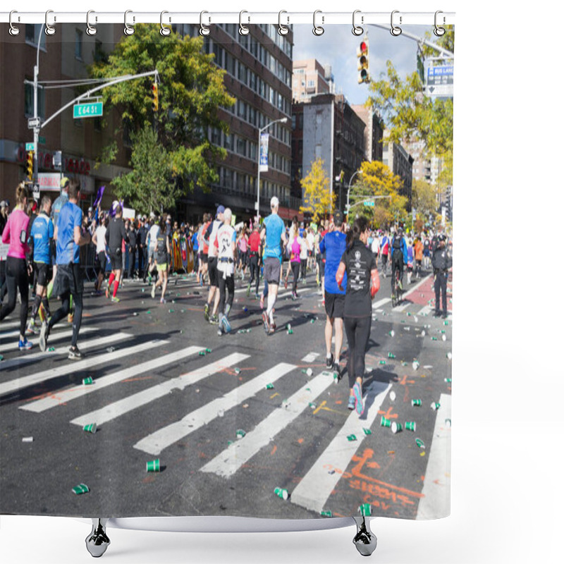 Personality  Marathon Runners Along First Avenue In The NYC Marathon 2016 Shower Curtains