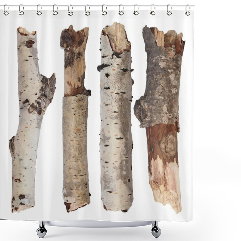 Personality  Set Branch Birch Isolated On White Background Shower Curtains