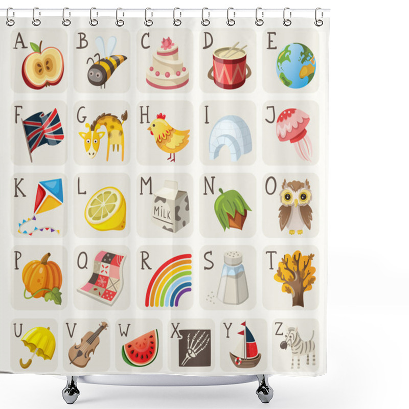 Personality  Alphabet For Children Shower Curtains