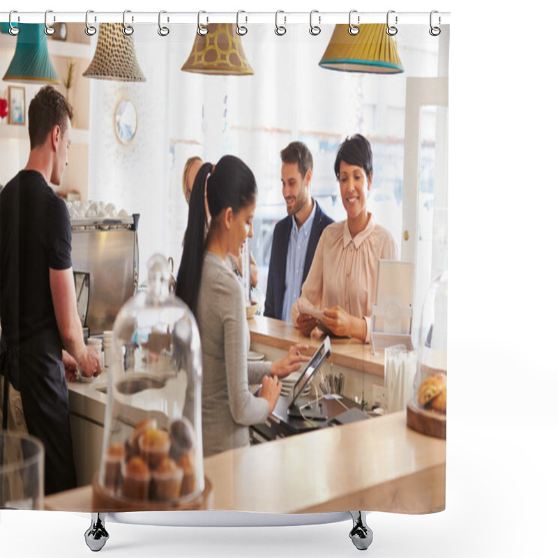 Personality  Cashier Taking An Order In Cafe Shower Curtains