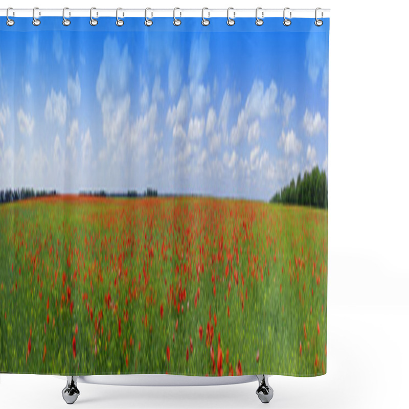 Personality  Poppy Field Shower Curtains