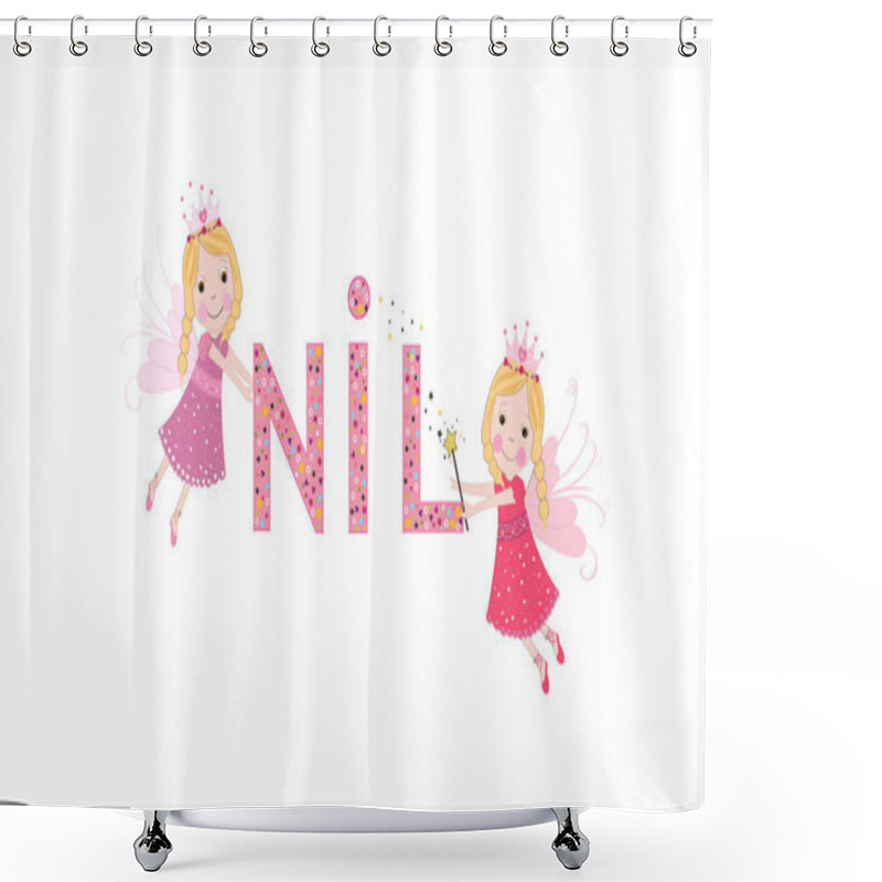 Personality  Nil Female Name With Cute Fairy Tale Vector Shower Curtains