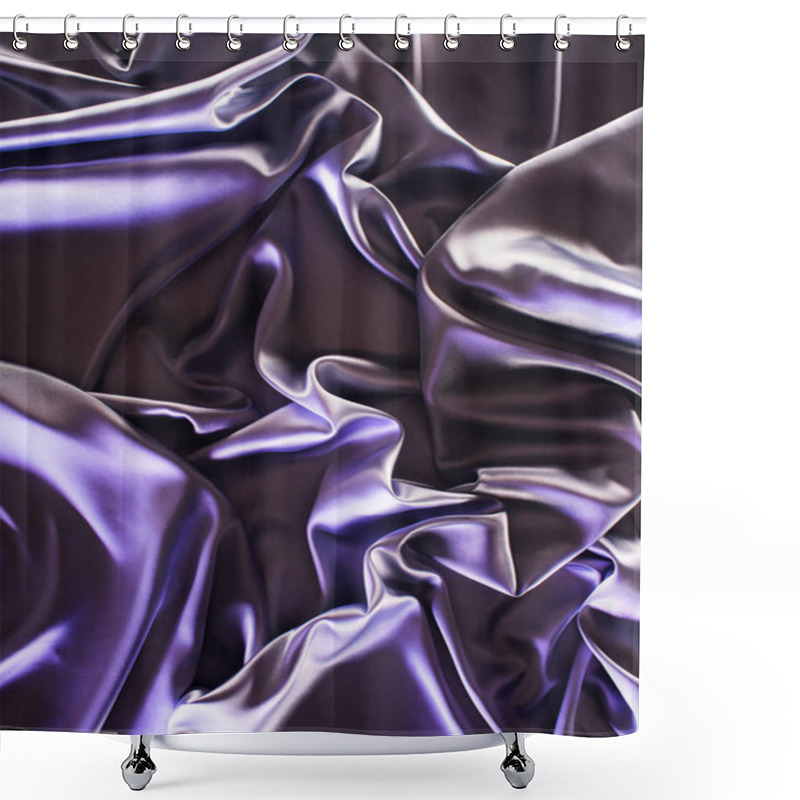 Personality  Ultra Violet Crumpled Shiny Silk Fabric Background Shower Curtains