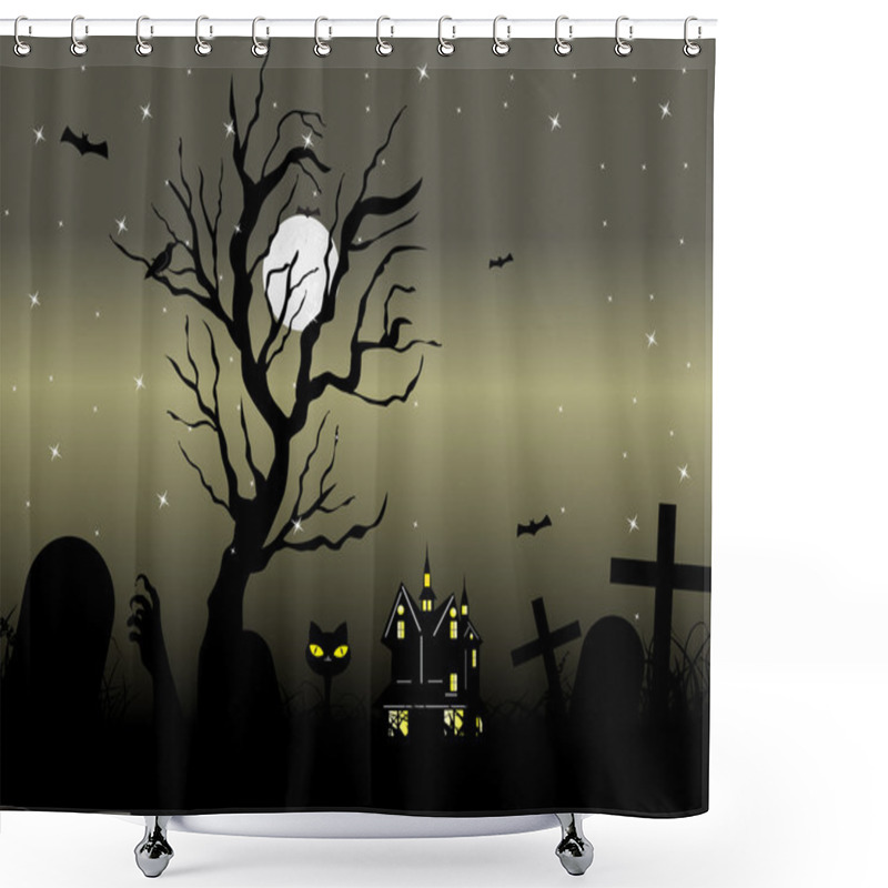 Personality  Illustration For Halloween Day Shower Curtains