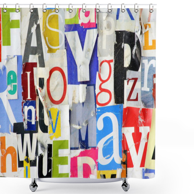 Personality  Grunge Magazine Letter Background Shower Curtains