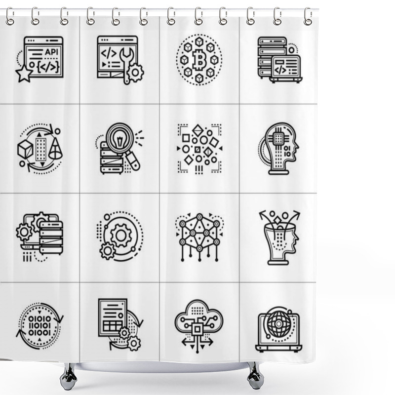 Personality  Linear Icon Set Of Data Science Technology And Machine Learning  Shower Curtains