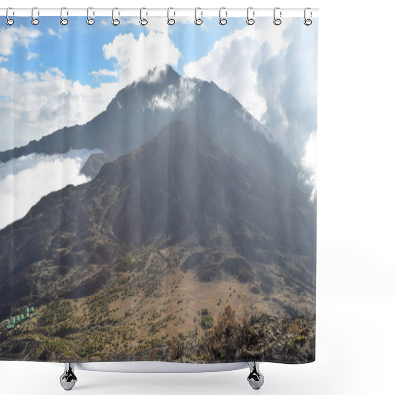 Personality  Mount Meru And Saddle Hut Seen From The Summit Of Little Meru, Arusha National Park, Tanzania Shower Curtains