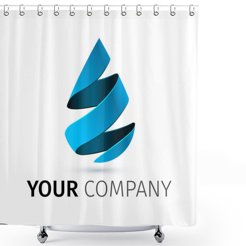 Personality  Vector Logo Design Template. Abstract Blue Water Drop Shower Curtains