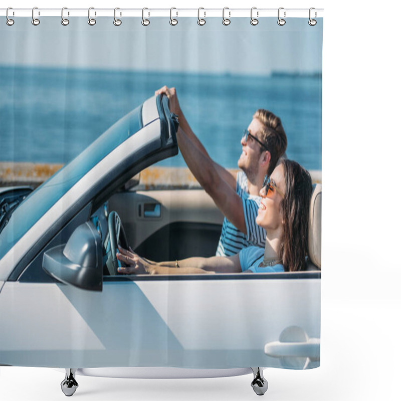 Personality  Couple Riding Car Together Shower Curtains