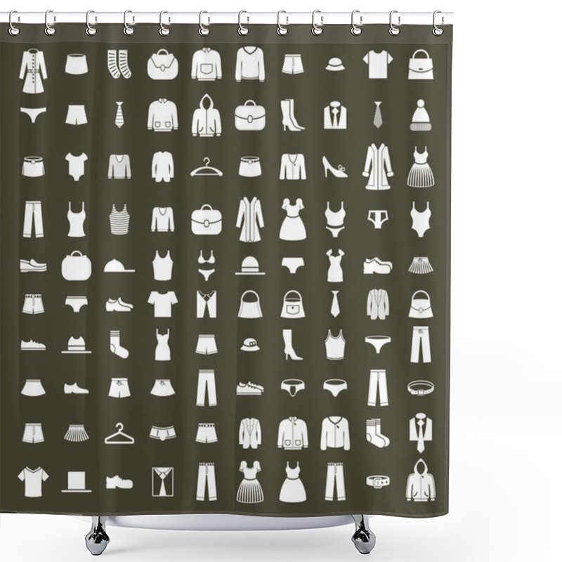 Personality  Clothes Icon Vector Set, Vector Collection Of Fashion Signs And Symbols. Shower Curtains